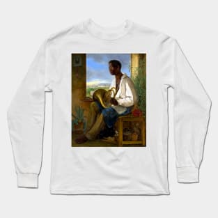 Portrait of Emmanuel Rio with French Horn 1836 Albert Schindler Long Sleeve T-Shirt